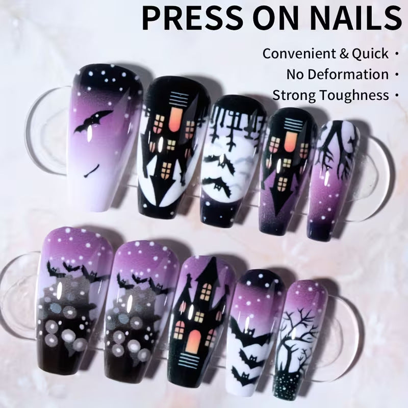 Artistic Halloween-Themed Press-On Nails Kalsten