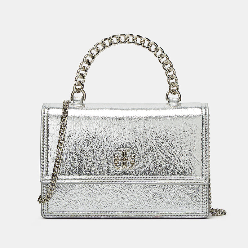 Elegant Leather Shoulder Bag with Chain Strap