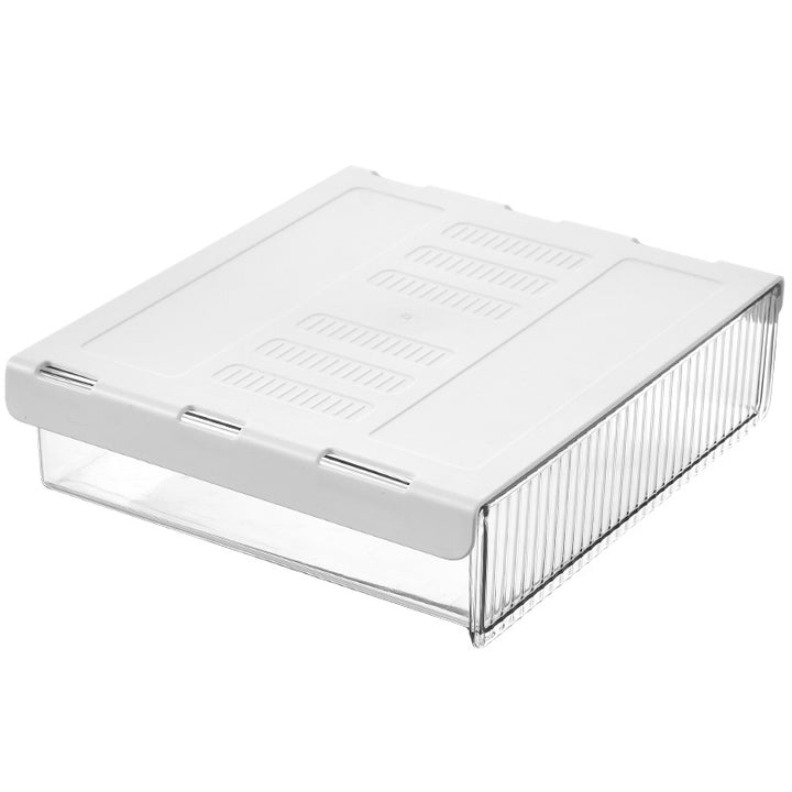 Storage box with removable drawer and space-saving organizer compartment