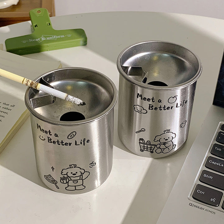 Stainless Steel Ashtray with Cute Animal Motif Kalsten