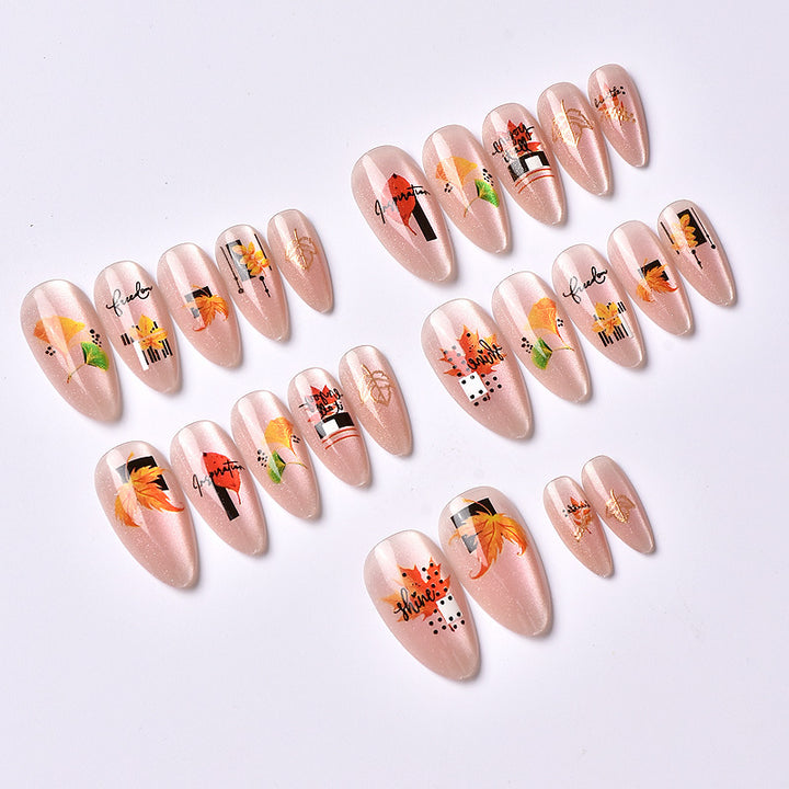 Autumn-Inspired Press-On Nail Art Set 1790738370