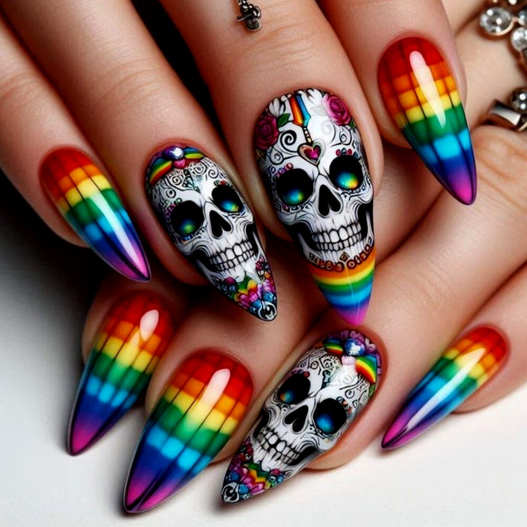 Artistic Skull-Design Nail Art Extensions Kalsten
