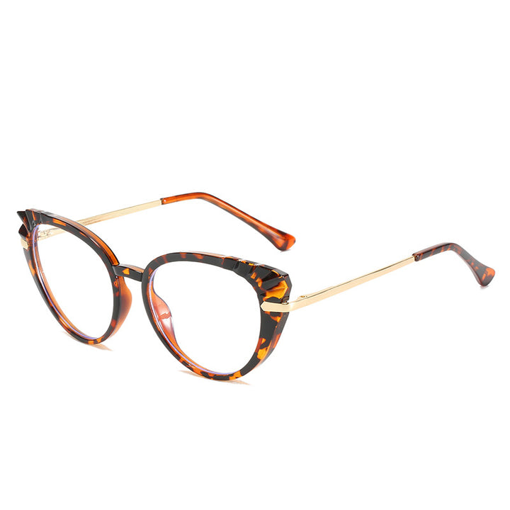 Women's Cat-Eye Prescription Glasses with Glossy Plastic Frame and Gold Accents Kalsten