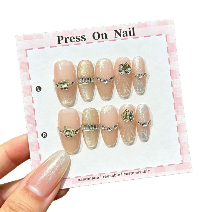 Artistic Press-On Nail Set with Floral and Graphic Designs