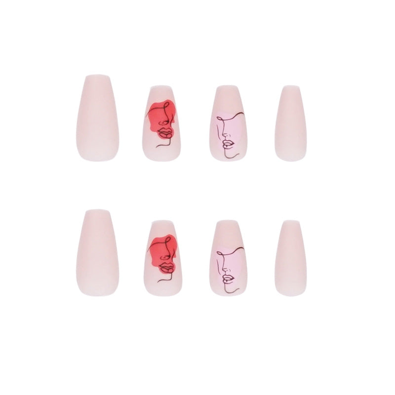 Artful Nail Extensions with Abstrahized Face Drawing Kalsten