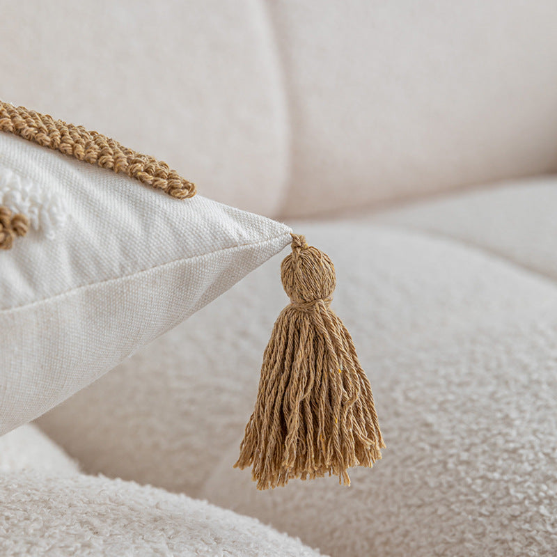 Decorative Boho Tassel Textured Throw Pillow Cover