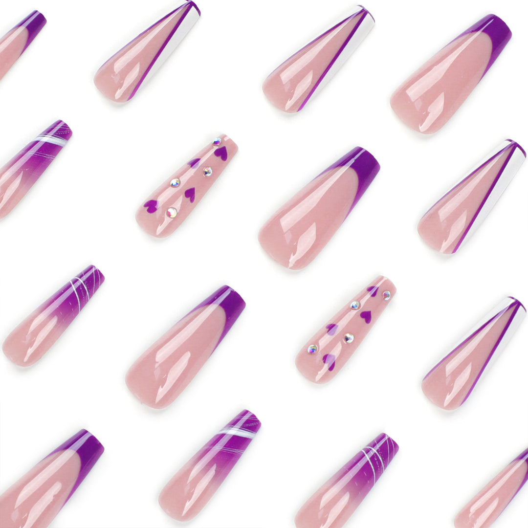 Artistic Gel Nails with Hearts and Gradient Kalsten