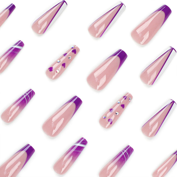 Artistic Gel Nails with Hearts and Gradient Kalsten