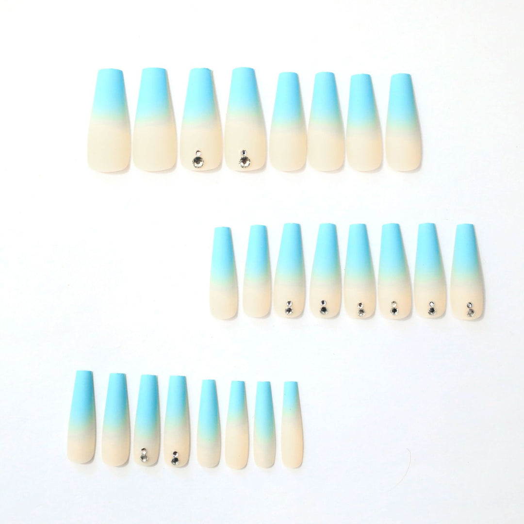 Ombre Acrylic Nail Extensions with Rhinestone Accents Kalsten
