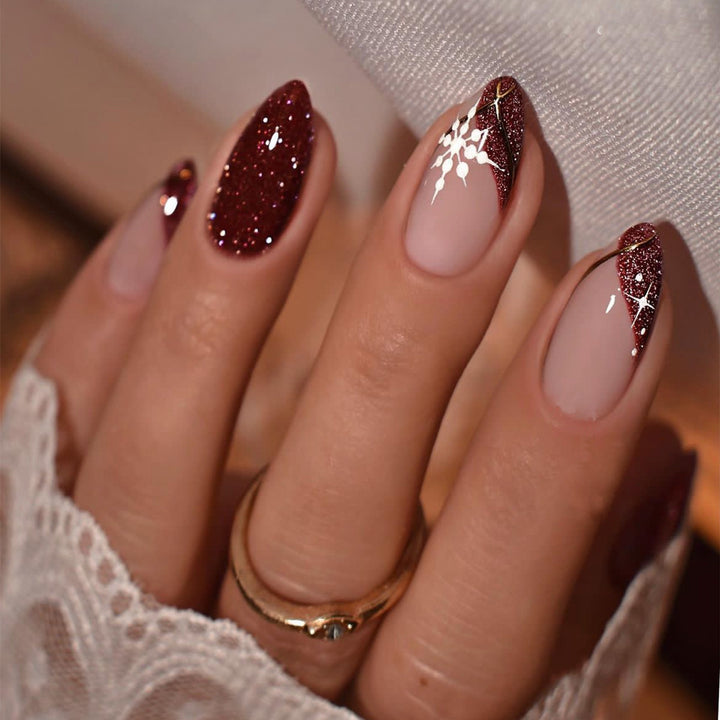 Artificial Nail Set with Glamorous Glitter Accents Kalsten