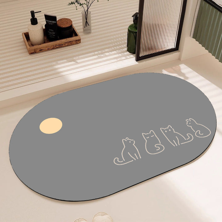 Plush Cartoon Shaped Cat Floor Bath Mat With Non Slip Backing And Memory Foam Padding