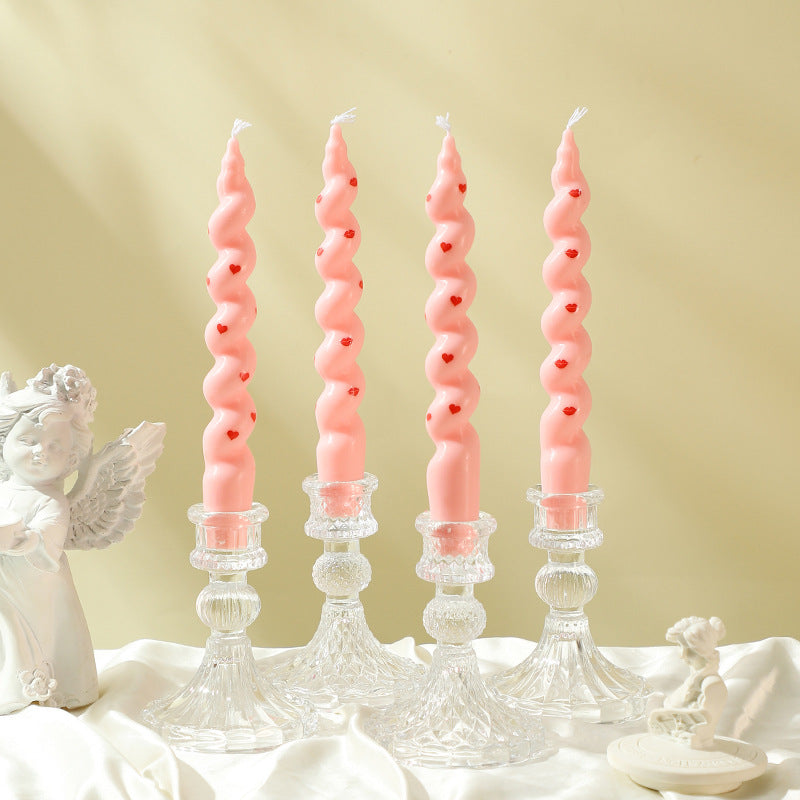 Antique-Style Ribbed Pressed Glass Candlestick Holder