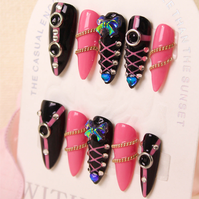 Acrylic nail set with glamorous accents and creative designs Kalsten