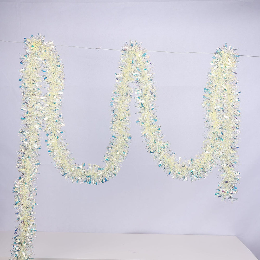Glittering Christmas garland with snowflake motifs