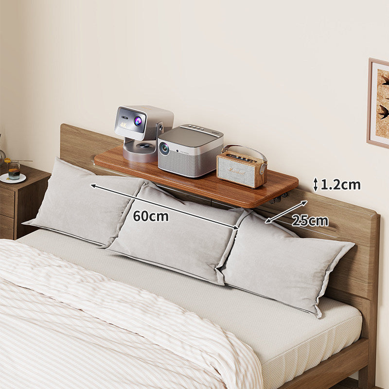Wall-Mounted Slim Floating Headboard Shelf with Rounded Corners and Concealed Brackets