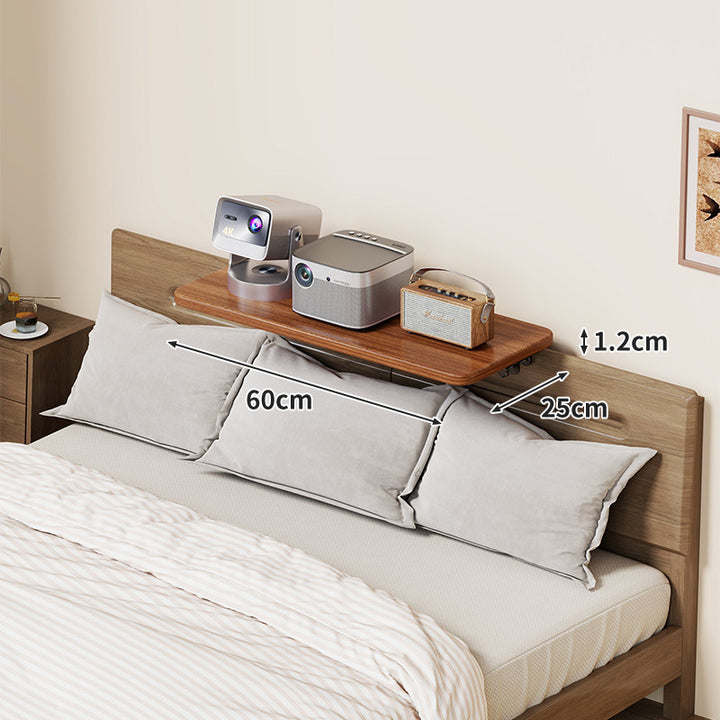 Wall-Mounted Slim Floating Headboard Shelf with Rounded Corners and Concealed Brackets