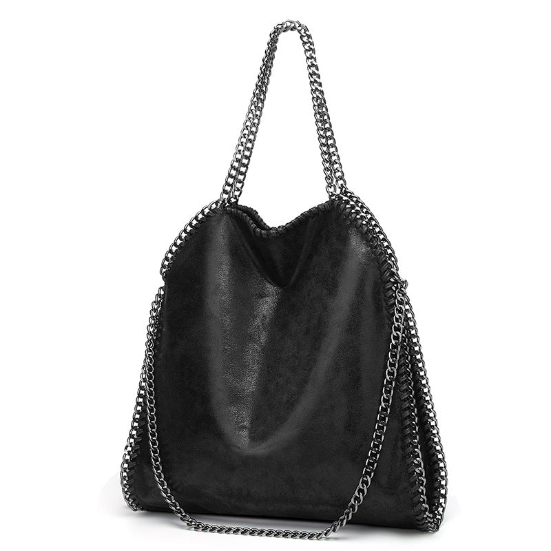 Elegant Chain-Trimmed Shoulder Handbag