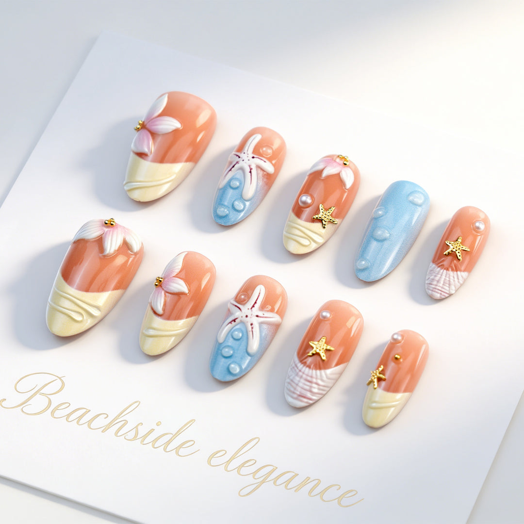 Artistic Underwater-Inspired Press-On Nail Art Kalsten