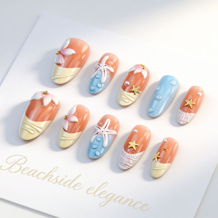 Artistic Underwater-Inspired Press-On Nail Art Kalsten