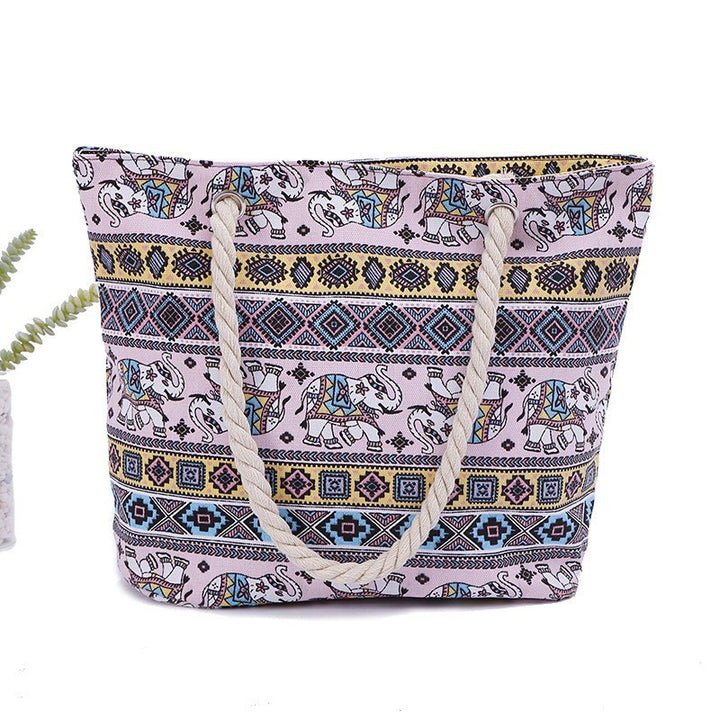 Large and Colorful Beach Bag with Mandala Pattern Kalsten