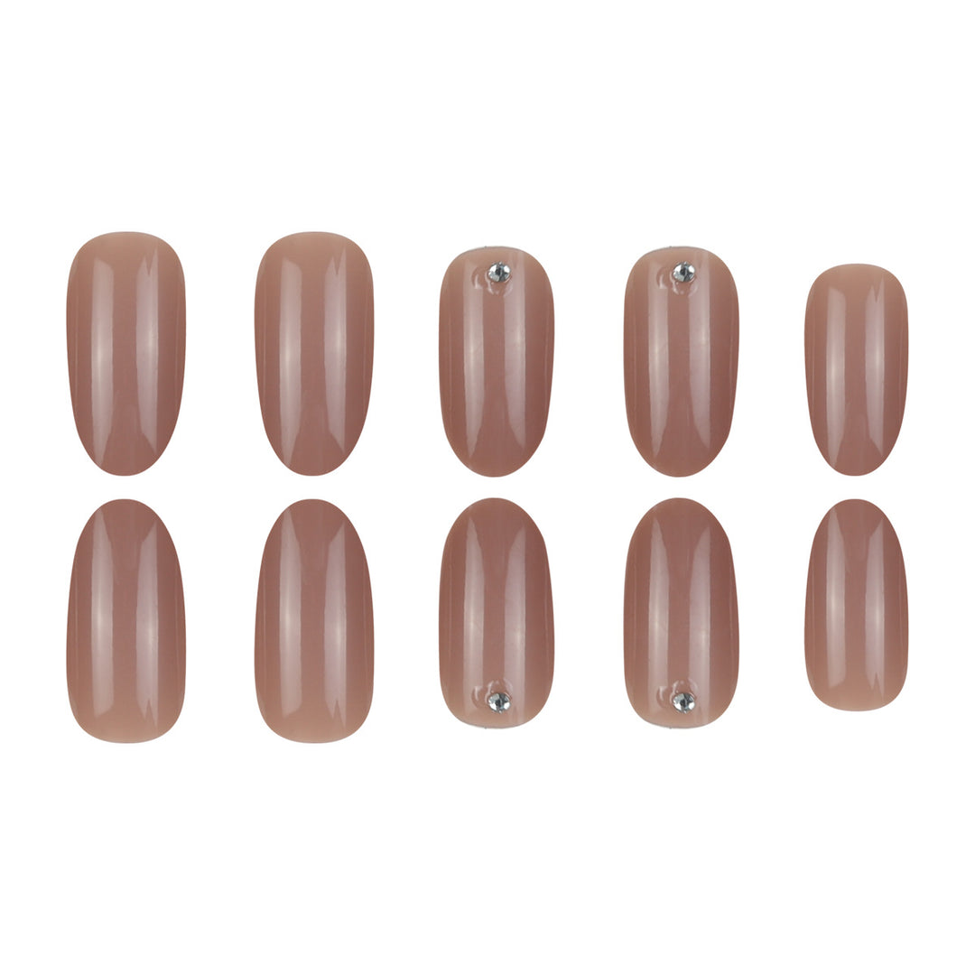 Elegant Almond-Shaped Press-On Nails with Rhinestone Accents Kalsten