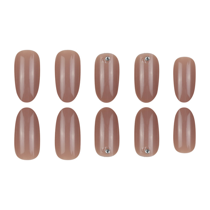 Elegant Almond-Shaped Press-On Nails with Rhinestone Accents Kalsten