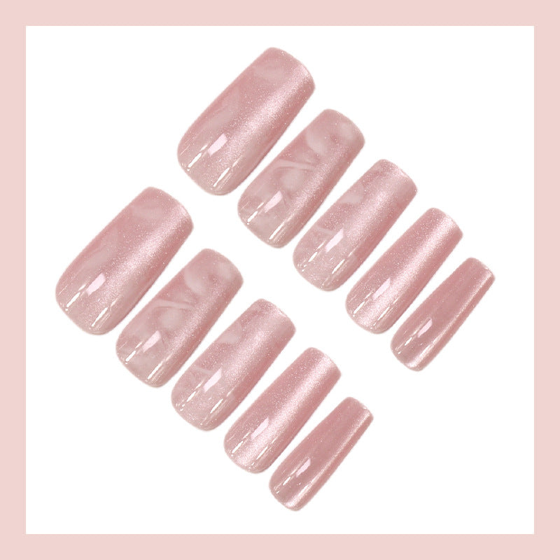 Artificial nail set with stylish marble design and glitter accents Kalsten