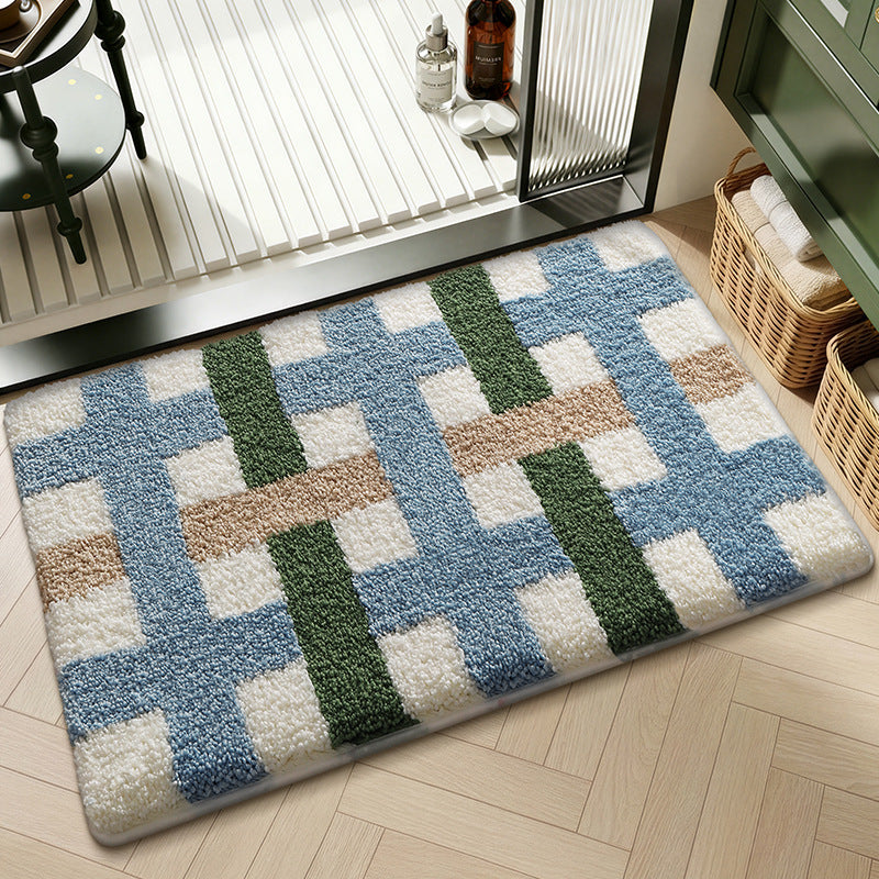 Plush Textured Zigzag Bath Mat Kalsten
