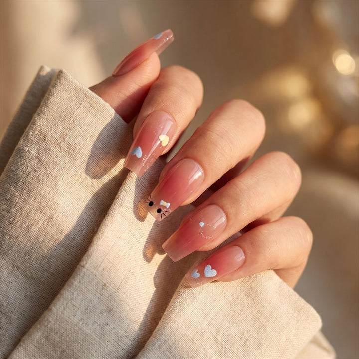 Artistic Press-On Nail Design with Cute Character Motifs Kalsten