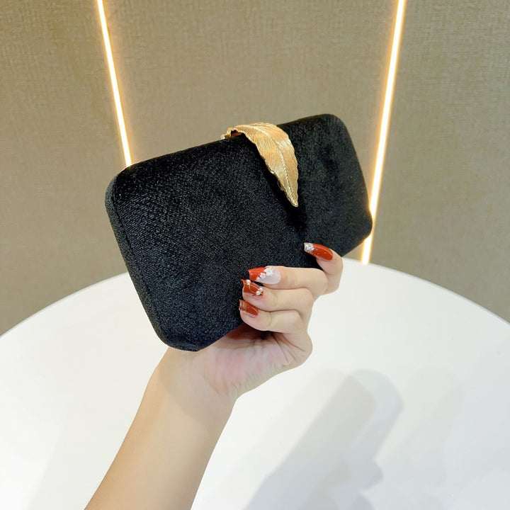 Elegant Leaf-Accent Evening Clutch