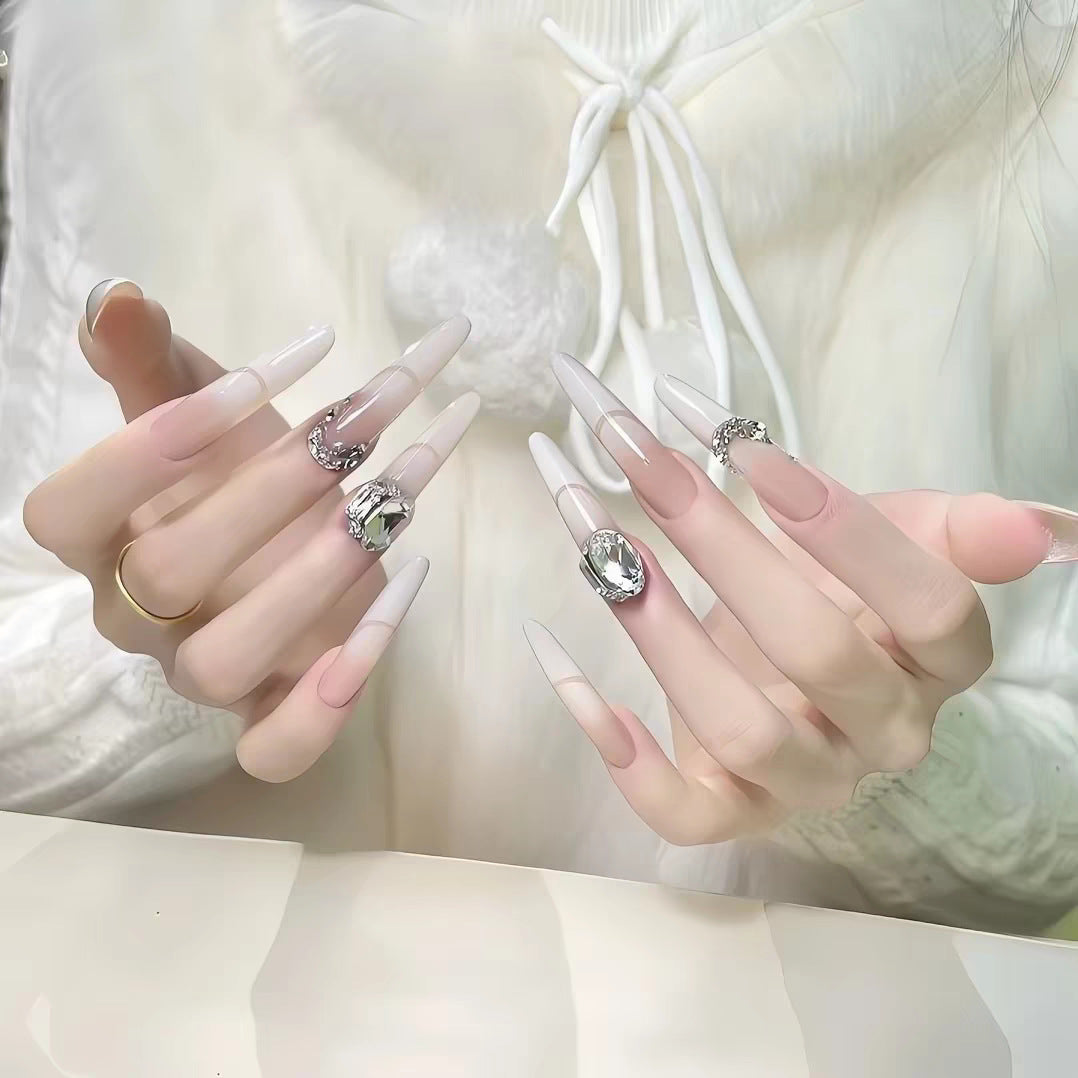 Premium Crystal-Embellished Stiletto Nail Tips