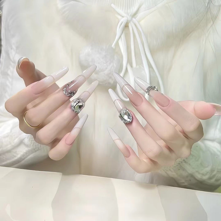 Premium Crystal-Embellished Stiletto Nail Tips