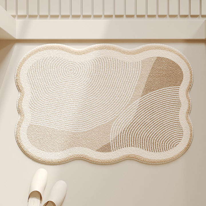 Cloud-Shaped Absorbent Microfiber Bath Mat with Anti-Slip Backing and Textured Concentric Pattern