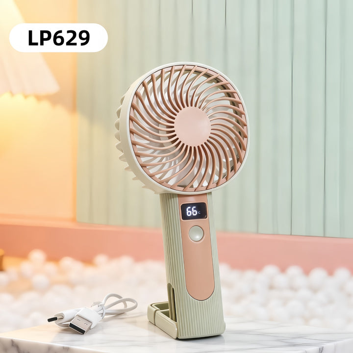 Ladies Portable Hand Fan with LCD Temperature Display and Rechargeable Battery Kalsten