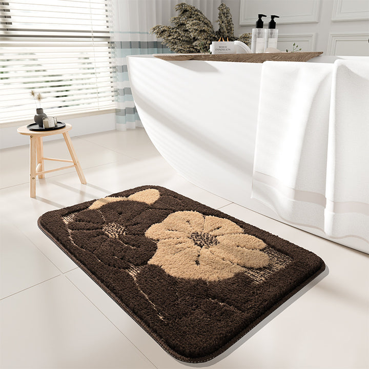 Floral Printed Plush Bath Mat