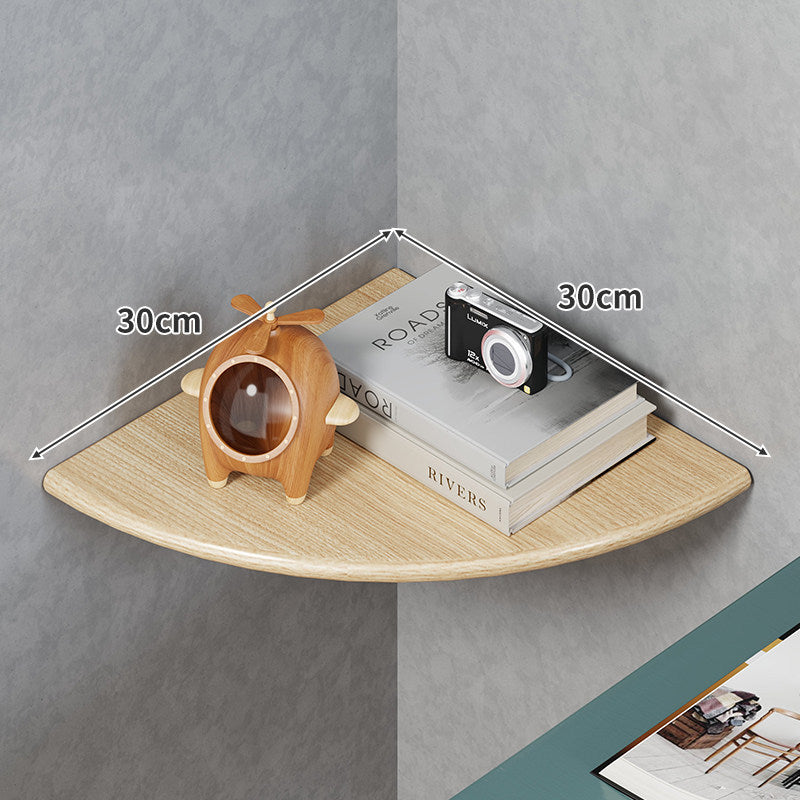 Quarter-Round Corner Floating Wall Shelf with Concealed Brackets