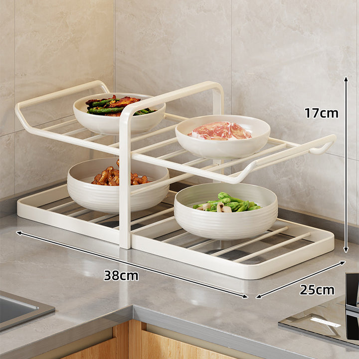 Multi-Tier Vertical Countertop Bowl and Plate Drying Rack with Slanted Wire Shelves