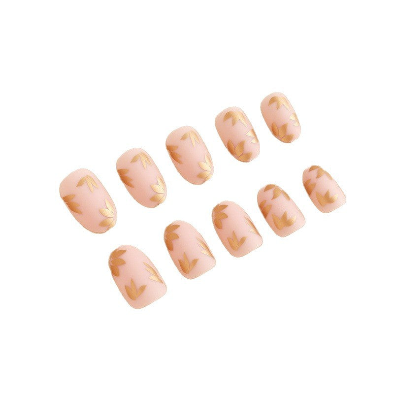 Elegant Gold Leaf Press-On Nail Design