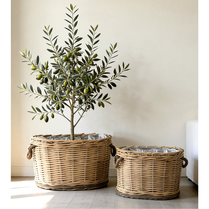 Handwoven storage basket with carrying handles Kalsten