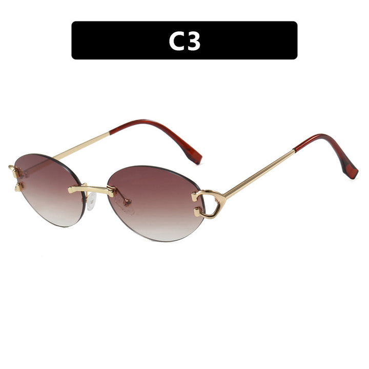 Women's elegant oval-shaped sunglasses with fashionable metal frame Kalsten