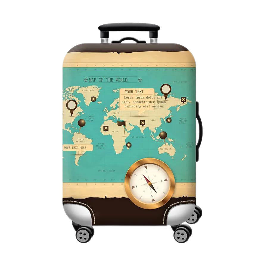 Unisex hard-shell cabin trolley with vintage travel illustration, 360° swivel wheels and telescopic handle Kalsten