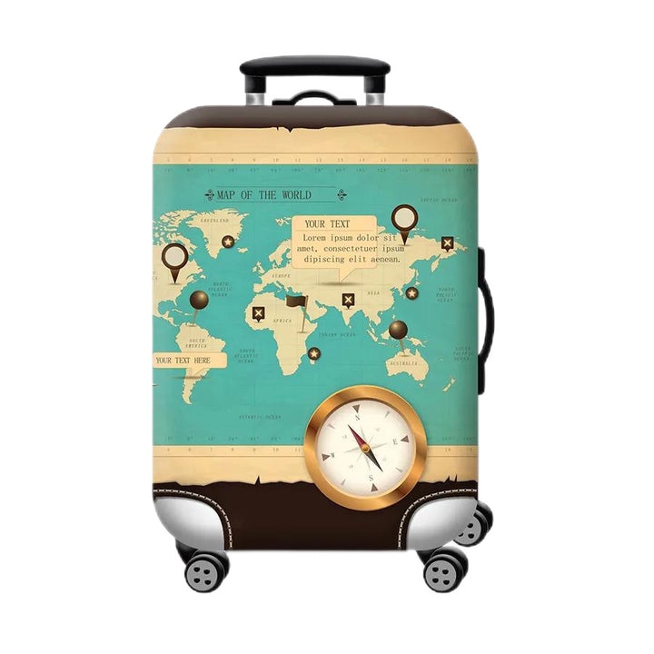 Unisex hard-shell cabin trolley with vintage travel illustration, 360° swivel wheels and telescopic handle Kalsten
