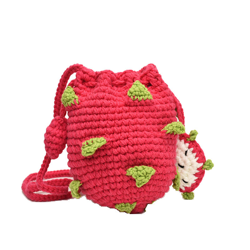 Crochet Strawberry-Themed Mini Backpack