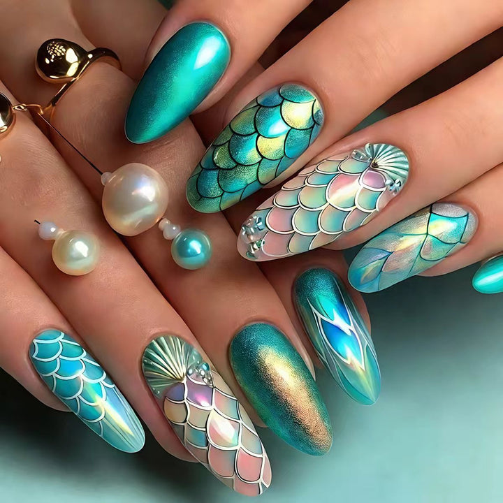 Artistic Mermaid-Scale Nail Art Kalsten