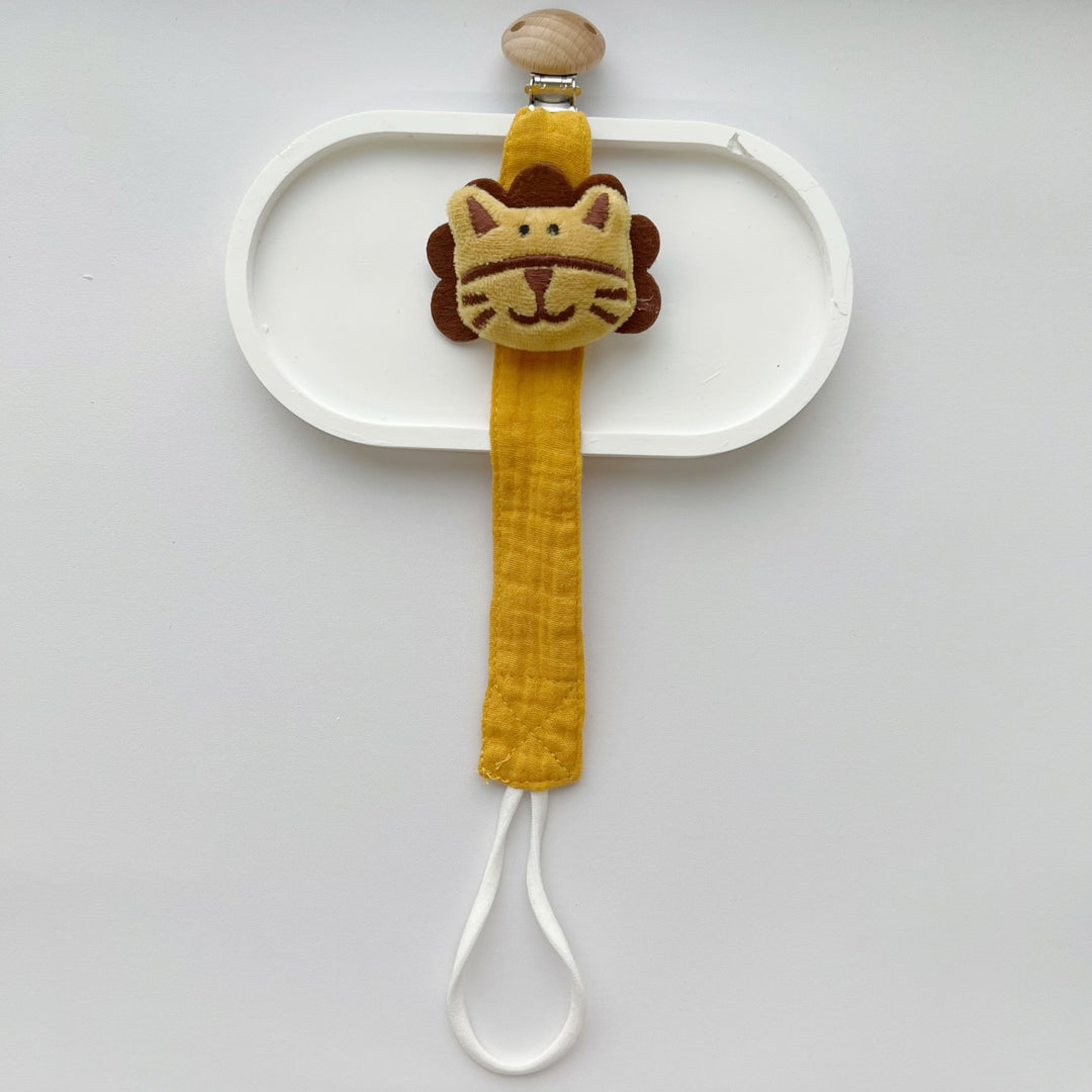Baby Pacifier Clip with Plush Elephant Head Wooden Safety Clip