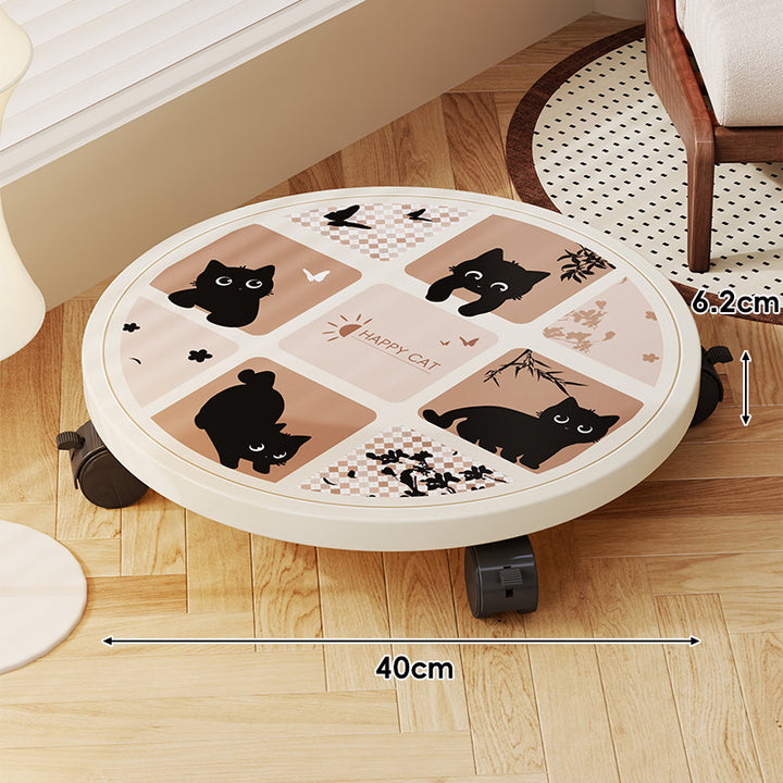 Round Decorative Rolling Plant Dolly with Locking Swivel Casters