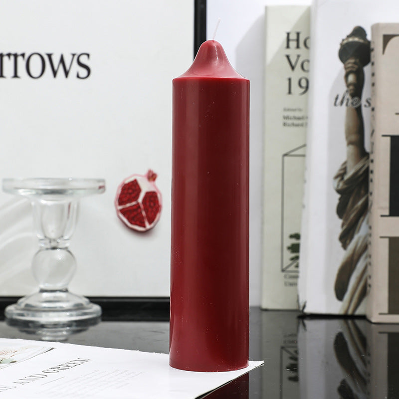 Hand-Poured Decorative Pillar Candle with Sculpted Tapered Top