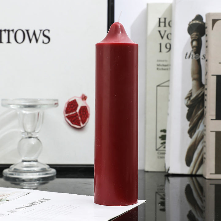 Hand-Poured Decorative Pillar Candle with Sculpted Tapered Top