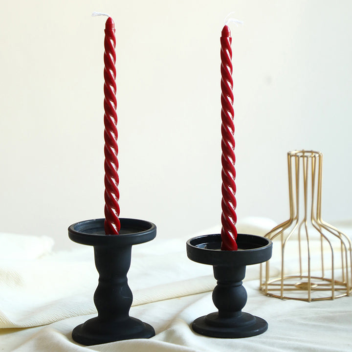 Twisted Spiral Taper Candle Pair Decorative Scented Home Accent