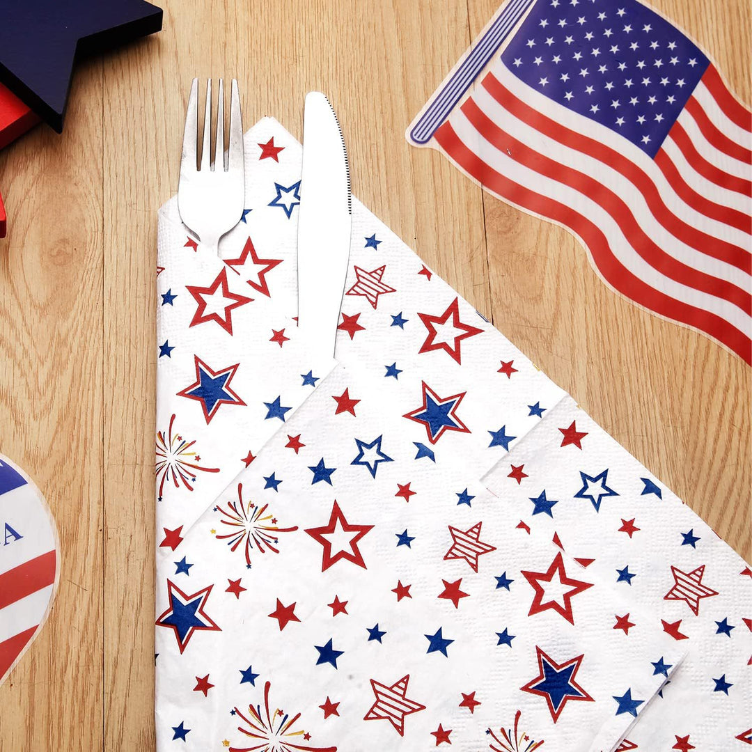 Unisex nan festive star patterned disposable party napkin with fireworks motif Kalsten